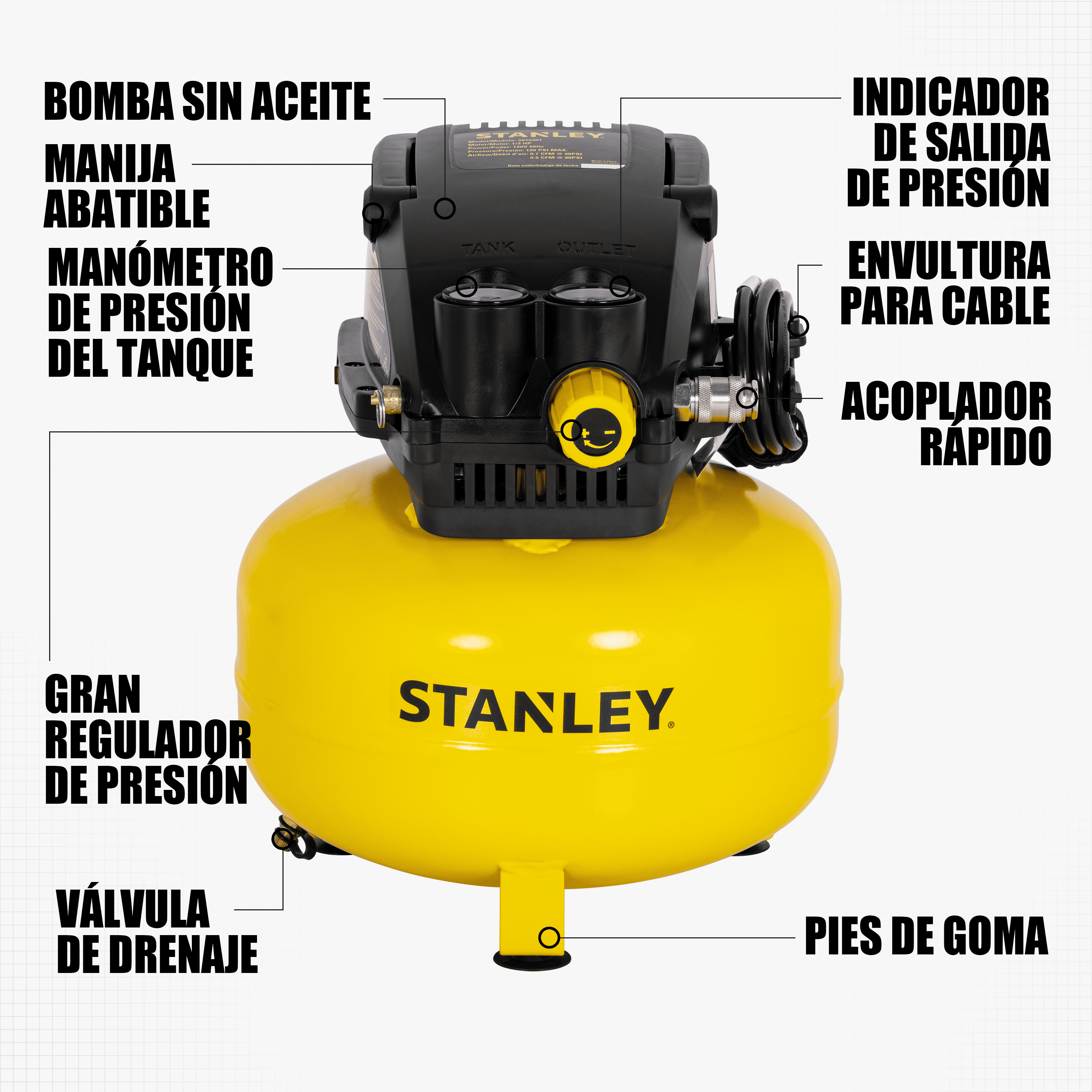 Compresor de Aire Stanley S/Aceite Pancake 3GAL 1/3HP — SXCMXA210301-B3