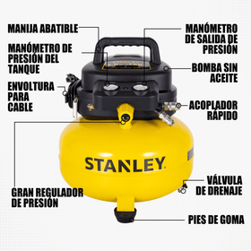 Compresor de Aire Stanley S/Aceite Pancake 6GAL 1HP — SXCMXA210601-B3 - 0