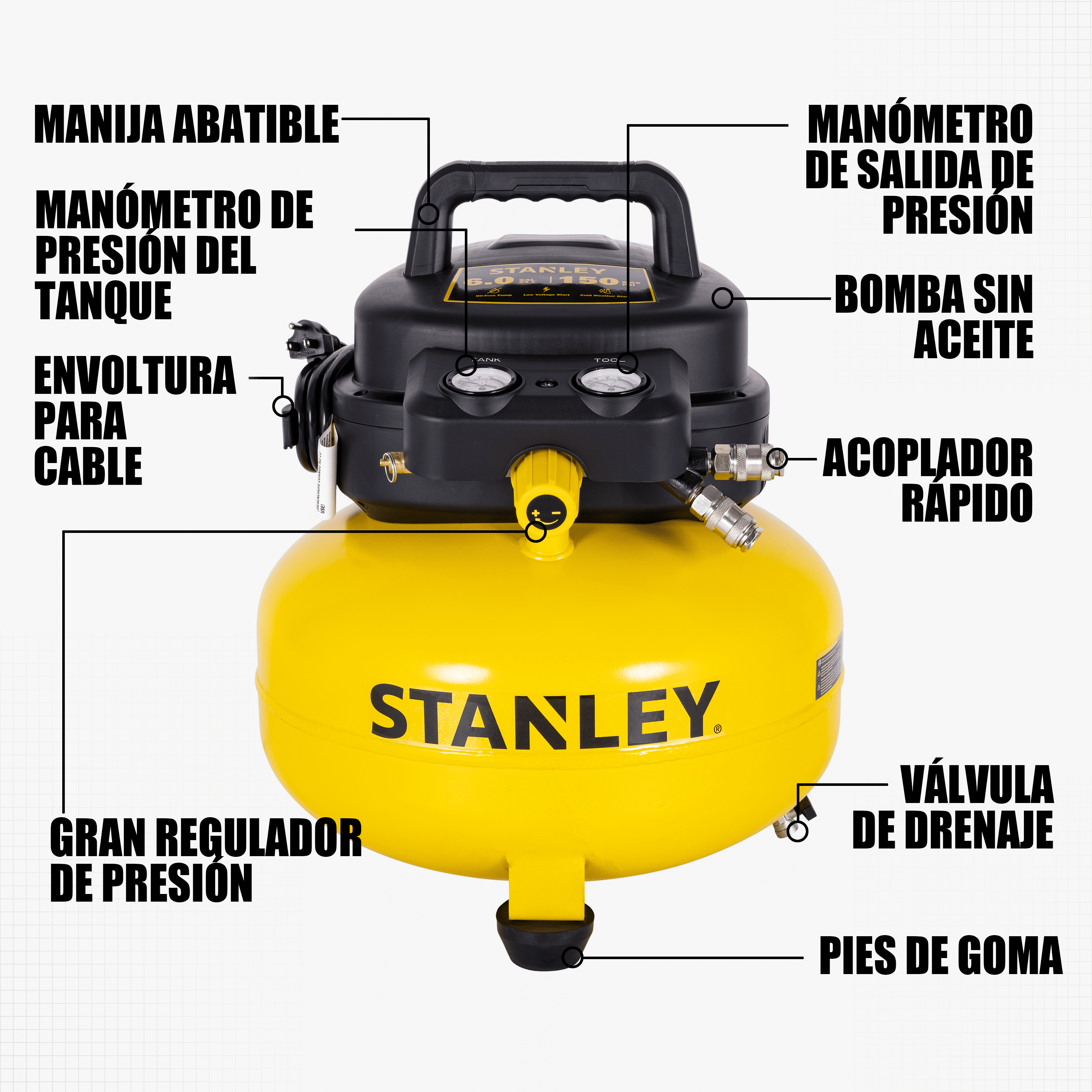 Compresor de Aire Stanley S/Aceite Pancake 6GAL 1HP — SXCMXA210601-B3