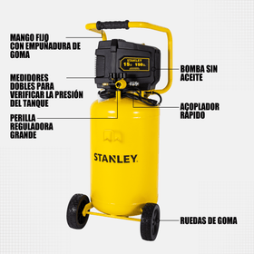 Compresor de Aire Stanley Sin Aceite Vertical 57L 2HP — SXCMXA231501-B3 - 0