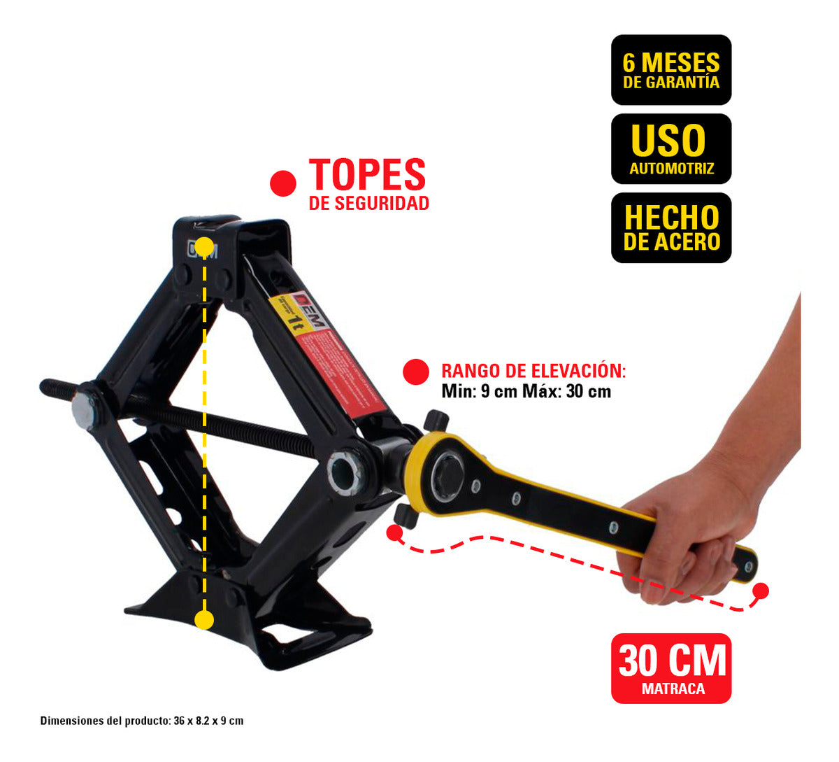 Gato Mecánico de Tijera OEM GTOEM-1 1 Ton - 0