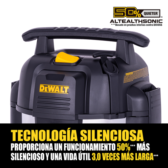 Aspiradora Seco/Mojado Dewalt Acero Inoxidable Silenciosa Stealthsonic 5 Gal 4 HP DXV05S-QT