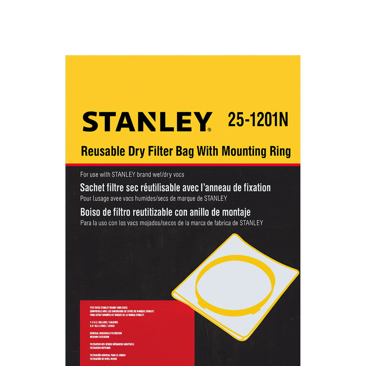 Filtro de Tela 1-7/8” Reutilizable Aspiradora Stanley Seco/Mojado de 1.5 GAL — 25-1201