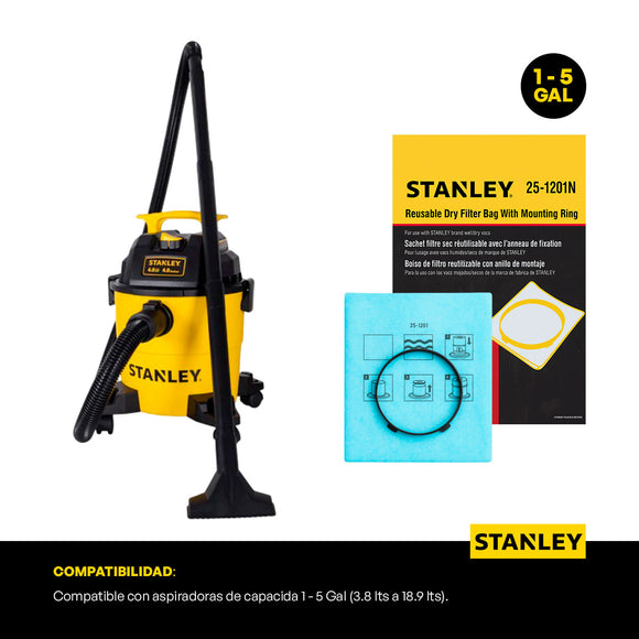 Filtro de Tela 1-7/8” Reutilizable Aspiradora Stanley Seco/Mojado de 1.5 GAL — 25-1201