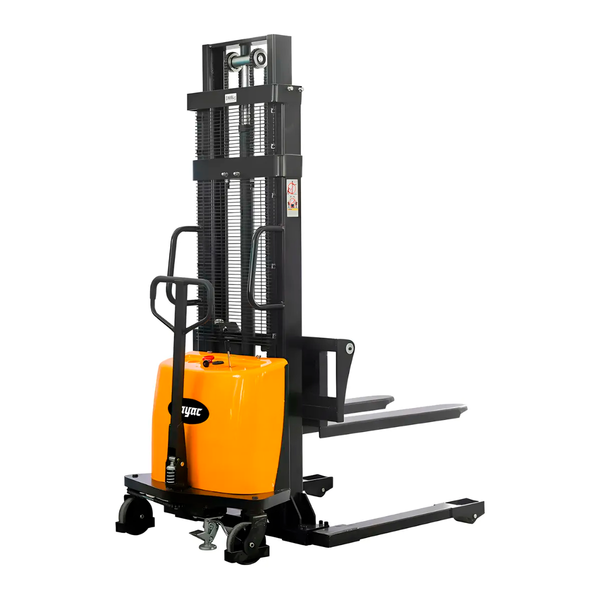 Apilador Estibador Semieléctrico Ajustable Cayac MO004 2000 kg 3 m 120 V Ruedas Poliuretano PU Amarillo/Negro