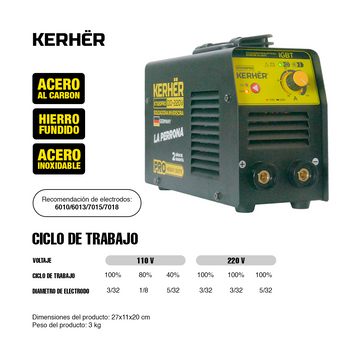 Soldadora Inversor Kerhër KTI120PRO MMA110/220 V 120 A - 0