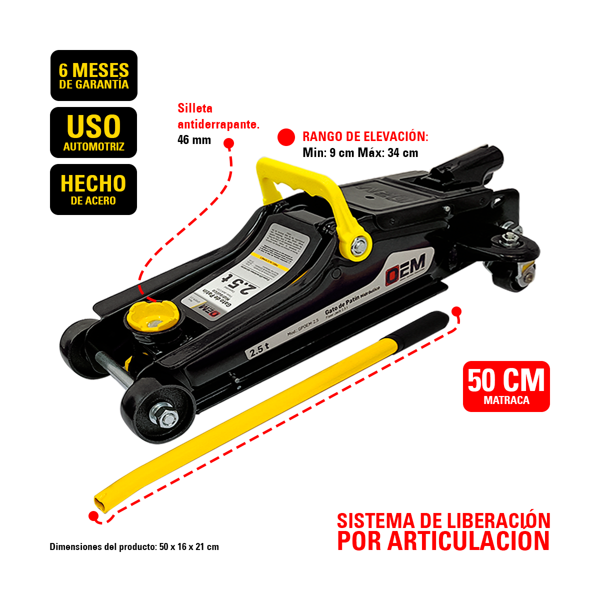 Gato de Patín Hidráulico OEM GPOEM-2.5 2.5 Ton - 0