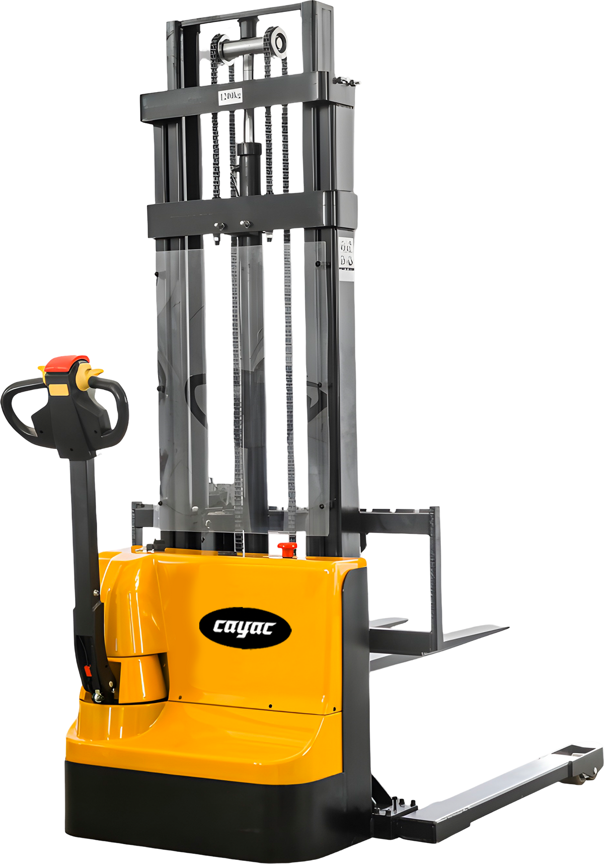 Apilador Estibador  Eléctrico Ajustable Cayac MO006 1600 kg 2 m 120 V Ruedas Poliuretano PU Amarillo/Negro