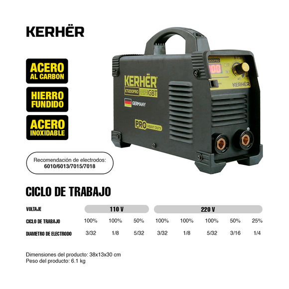 Combo Soldadora Kerhër KTI200PRO + Careta OEM Cyborg