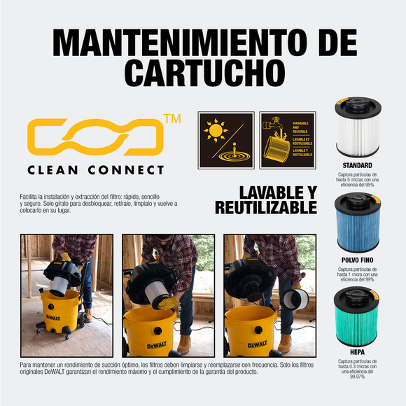 Aspiradora Seco/Mojado Dewalt Stealthsonic DXV05PC-B3 4 HP