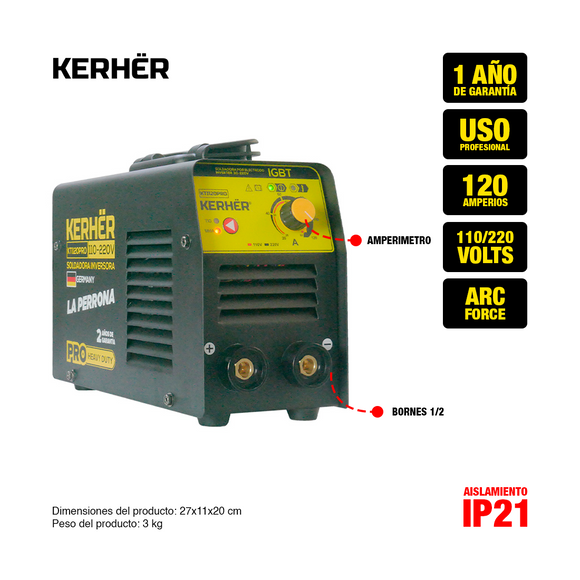 Combo Soldadora Kerhër KTI120PRO + Careta OEM Robot