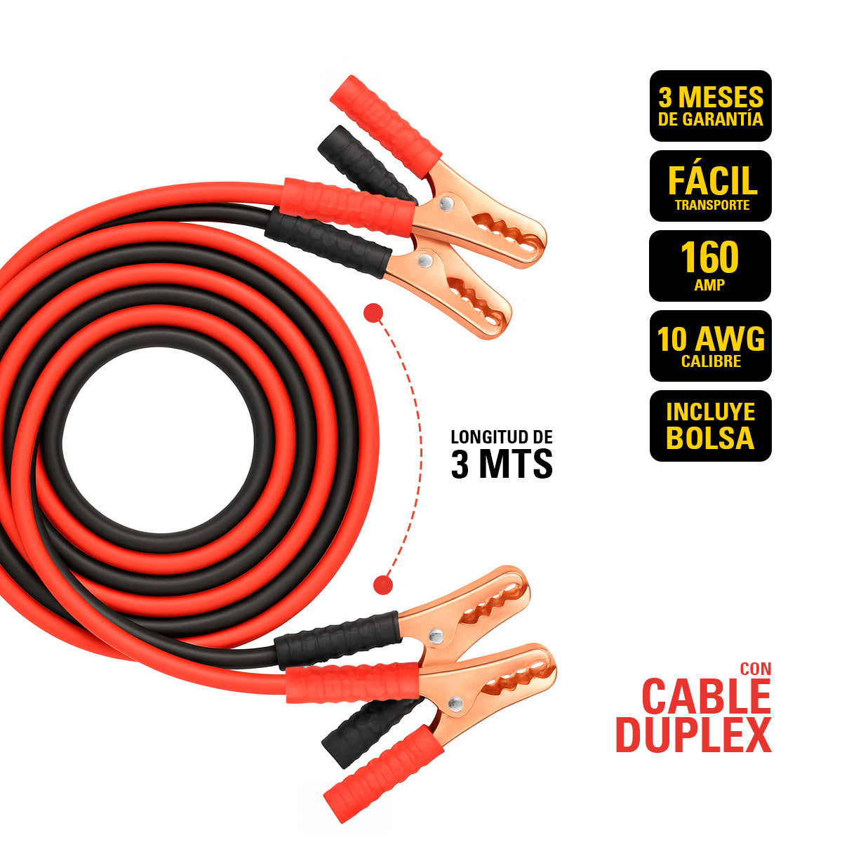 Cables pasa Corriente OEM COEM-300-10 160 A 3 mts - 0